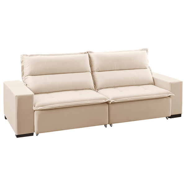 Sofá Oliver 3 Lugares (L: 250cm) Retrátil e Reclinável Veludo Marfim Sofá Oliver 3 Lugares (L: 250cm) Retrátil e Reclinável Veludo Marfim
