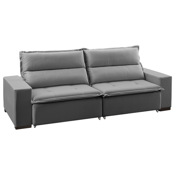 Sofá Oliver 3 Lugares (L: 250cm) Retrátil e Reclinável Veludo Chumbo