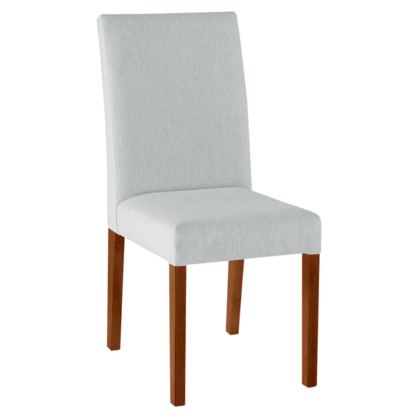 Cadeira Cooper Estofada S/ Puxador Linho Cinza Claro / Nogueira Cadeira Cooper Estofada S/ Puxador Linho Cinza Claro / Nogueira