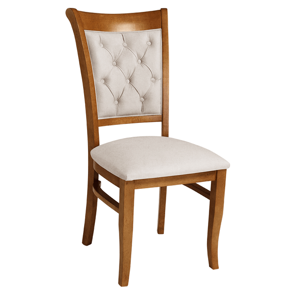 Cadeira Montana S/ Braço Estofada C/ Botonê Linho Bege Claro / Capuccino Cadeira Montana S/ Braço Estofada C/ Botonê Linho Bege Claro / Capuccino