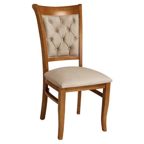 Cadeira Montana S/ Braço Estofada C/ Botonê Suede Liso Bege / Capuccino Cadeira Montana S/ Braço Estofada C/ Botonê Suede Liso Bege / Capuccino