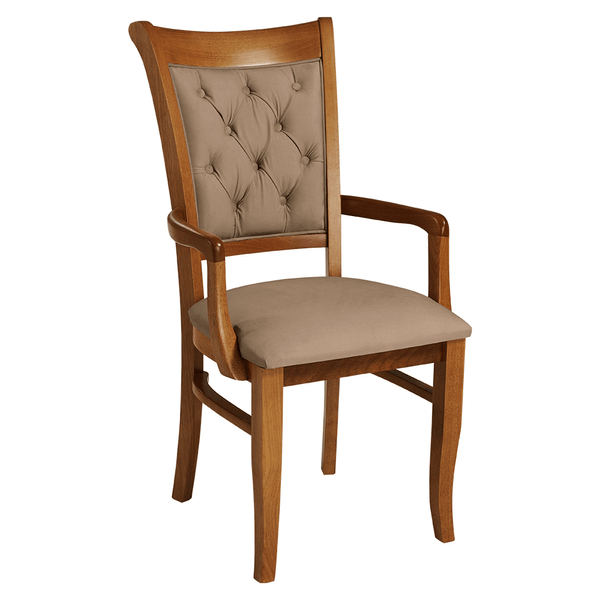 Cadeira Montana C/ Braço Estofada C/ Botonê Suede Liso Marrom / Capuccino Cadeira Montana C/ Braço Estofada C/ Botonê Suede Liso Marrom / Capuccino