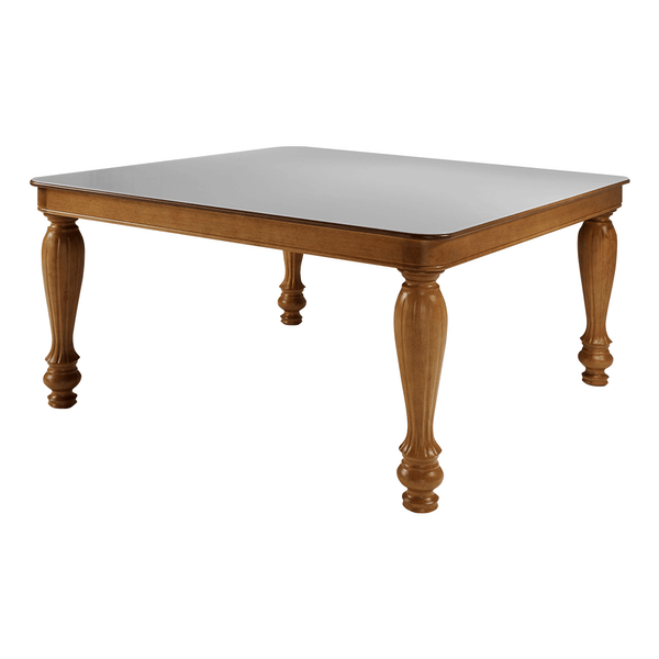 Mesa de Jantar Montana 150cm x 150cm C/ Tampo em Madeira C/ Vidro Colado Branco / Base Capuccino