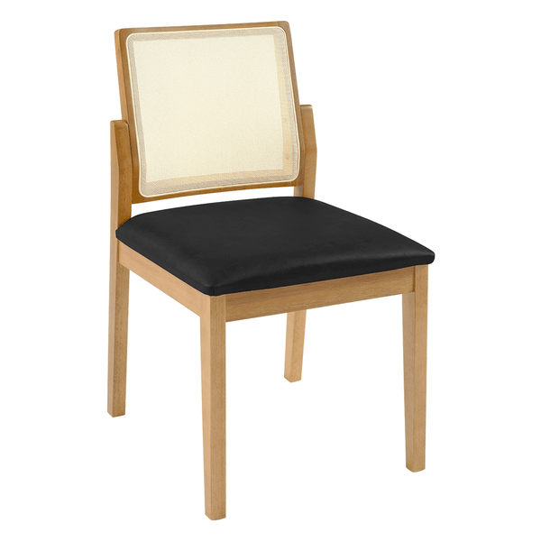 Cadeira Edra Estofada C/ Encosto Tela Quadrada Corino Preto / Capuccino Cadeira Edra Estofada C/ Encosto Tela Quadrada Corino Preto / Capuccino