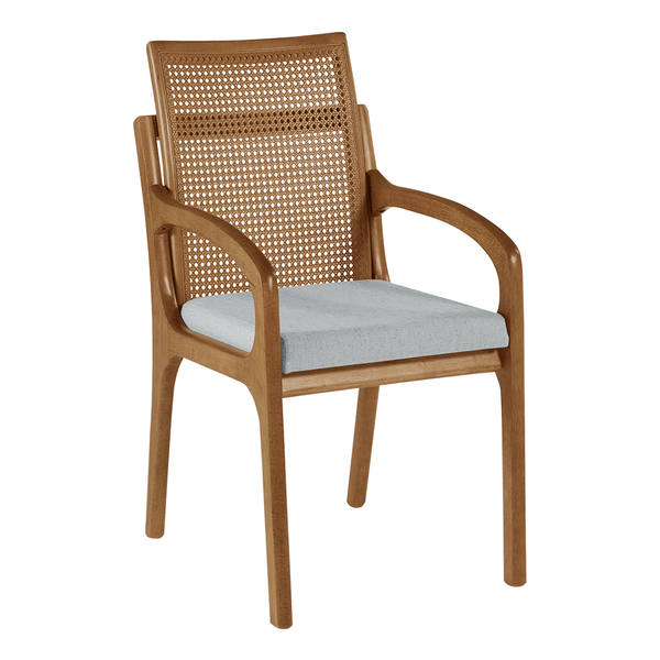 Cadeira Lanus C/ Braço Estofada C/ Encosto Tela Sextavada Linho Cinza Claro / Capuccino Cadeira Lanus C/ Braço Estofada C/ Encosto Tela Sextavada Linho Cinza Claro / Capuccino