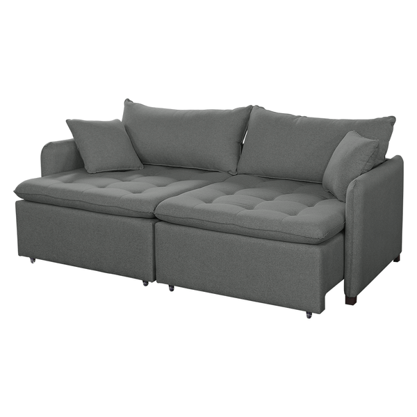 Sofá-Cama Mildrey 3 Lugares (L: 220cm) Casal Retátil Linho Cinza Sofá-Cama Mildrey 3 Lugares (L: 220cm) Casal Retátil Linho Cinza