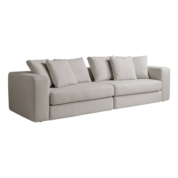Sofá de Living Pienza 4 Lugares (L: 296cm) C/ Molas e Almofadas Soltas Linho Cru Sofá de Living Pienza 4 Lugares (L: 296cm) C/ Molas e Almofadas Soltas Linho Cru