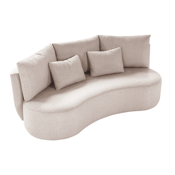 Sofá de Living Widefield 3 Lugares (L: 219cm) Curvo C/ Molas e Almofadas Soltas Linho Areia Sofá de Living Widefield 3 Lugares (L: 219cm) Curvo C/ Molas e Almofadas Soltas Linho Areia