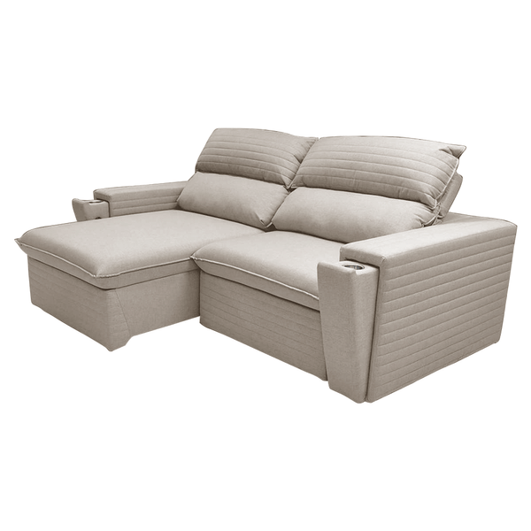 Sofá Artemis Epsilon 3 Lugares (L: 250cm) Retrátil e Reclinável C/ Porta Copos Chenille Bege Sofá Artemis Epsilon 3 Lugares (L: 250cm) Retrátil e Reclinável C/ Porta Copos Chenille Bege