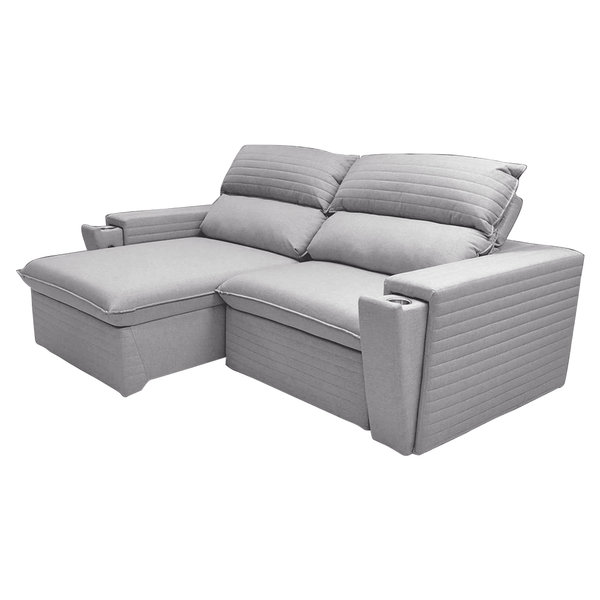 Sofá Artemis Epsilon 3 Lugares (L: 250cm) Retrátil e Reclinável C/ Porta Copos Chenille Cinza Sofá Artemis Epsilon 3 Lugares (L: 250cm) Retrátil e Reclinável C/ Porta Copos Chenille Cinza