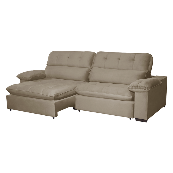 Sofá Clarisse Epsilon 4 Lugares (L: 290cm) Retrátil e Reclinável Veludo Castor Sofá Clarisse Epsilon 4 Lugares (L: 290cm) Retrátil e Reclinável Veludo Castor