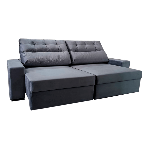 Sofá Messina Epsilon 3 Lugares (L: 250cm) Retrátil e Reclinável Veludo Cinza