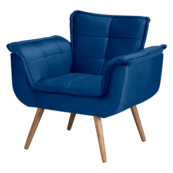 Poltrona Angelita Epsilon C/ Pés Palito Veludo Azul Poltrona Angelita Epsilon C/ Pés Palito Veludo Azul