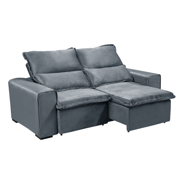 Sofá San Marco 2 Lugares (L: 180cm) Retrátil e Reclinável Veludo Cinza Escuro Sofá San Marco 2 Lugares (L: 180cm) Retrátil e Reclinável Veludo Cinza Escuro