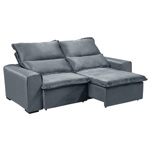 Sofá San Marco 2 Lugares (L: 200cm) Retrátil e Reclinável Veludo Cinza Escuro Sofá San Marco 2 Lugares (L: 200cm) Retrátil e Reclinável Veludo Cinza Escuro