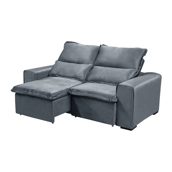Sofá San Marco 2 Lugares (L: 160cm) Retrátil e Reclinável Veludo Cinza Escuro