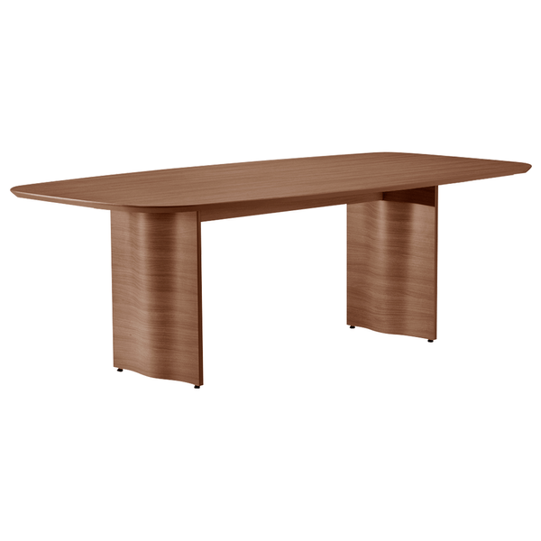 Mesa de Jantar Napole 220cm x 110cm C/ Tampo Melaminico Curvo Nogueira Mesa de Jantar Napole 220cm x 110cm C/ Tampo Melaminico Curvo Nogueira