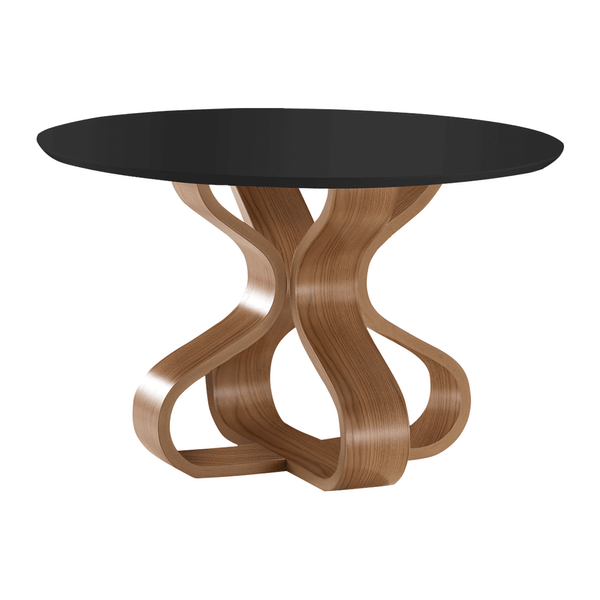 Mesa de Jantar Malta 120cm x 120cm C/ Tampo em Laca e Vidro Colado Preto / Freijó Mesa de Jantar Malta 120cm x 120cm C/ Tampo em Laca e Vidro Colado Preto / Freijó