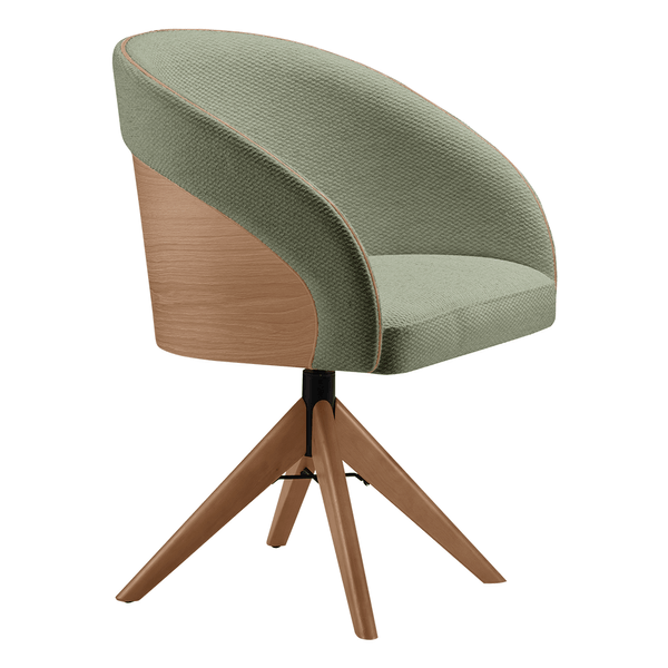 Cadeira Udine Giratória Estofada Jacquard Verde / Freijó Cadeira Udine Giratória Estofada Jacquard Verde / Freijó
