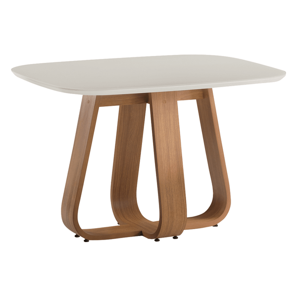 Mesa de Jantar Manila 117cm x 85cm C/ Tampo em Laca e Vidro Colado Off White / Freijó Mesa de Jantar Manila 117cm x 85cm C/ Tampo em Laca e Vidro Colado Off White / Freijó
